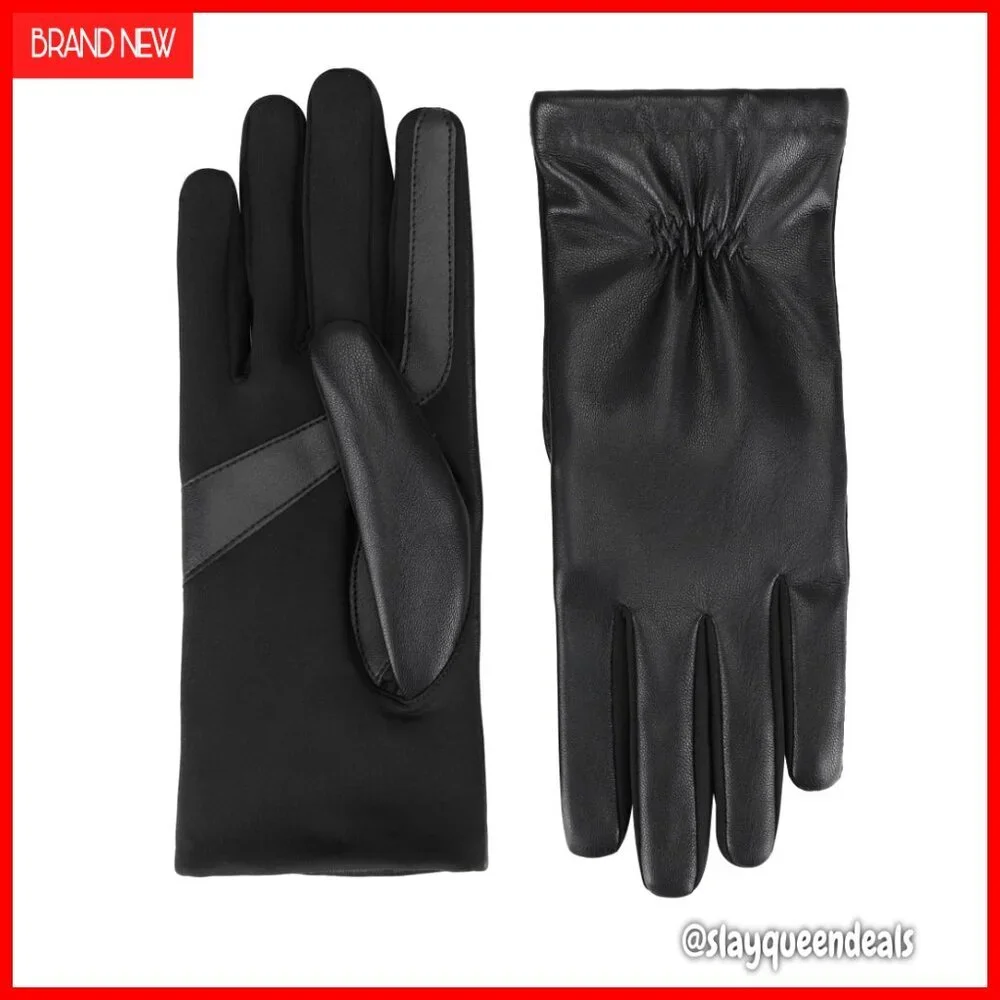 Women's Touchscreen Gloves with Genuine Leather and Fleece Lining